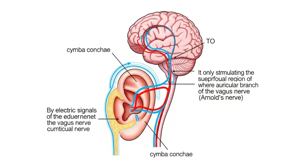 Anatomia do ramo auricular do nervo vago na orelha.